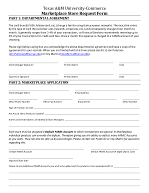 Fillable Online Texas A&M University-Commerce Marketplace Store Request ...