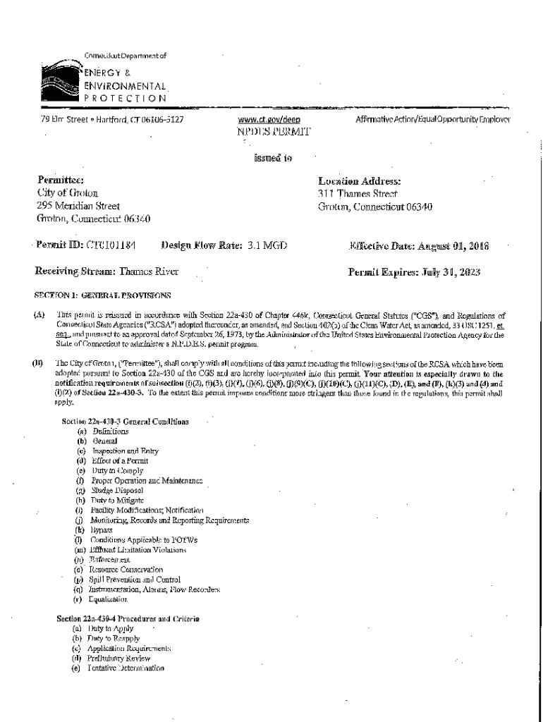 Fillable Online City of Groton WPCF, CT0101184, Final Permit. This