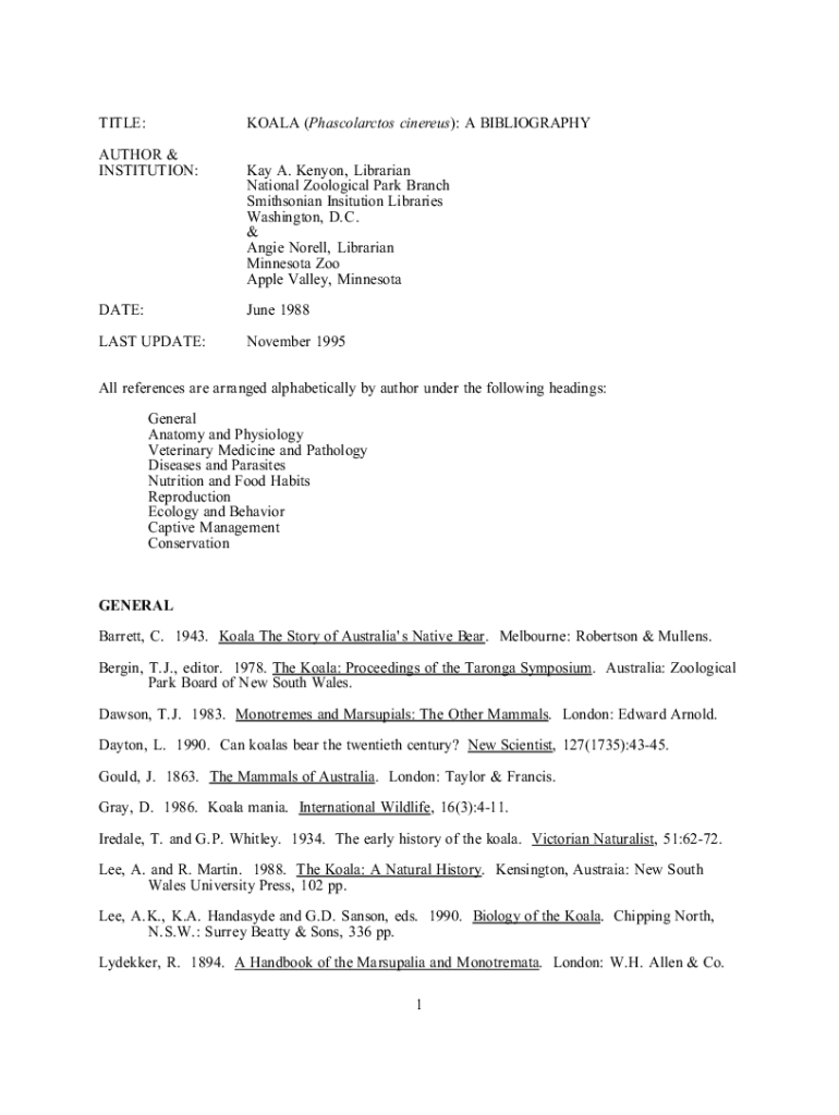 Fillable Online Phylogeography of the Koala, (Phascolarctos cinereus