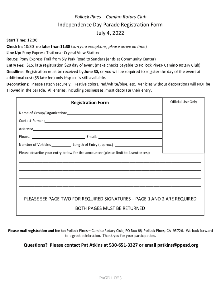 Fillable Online Pollock PinesCamino Rotary Club NET Fax Email Print