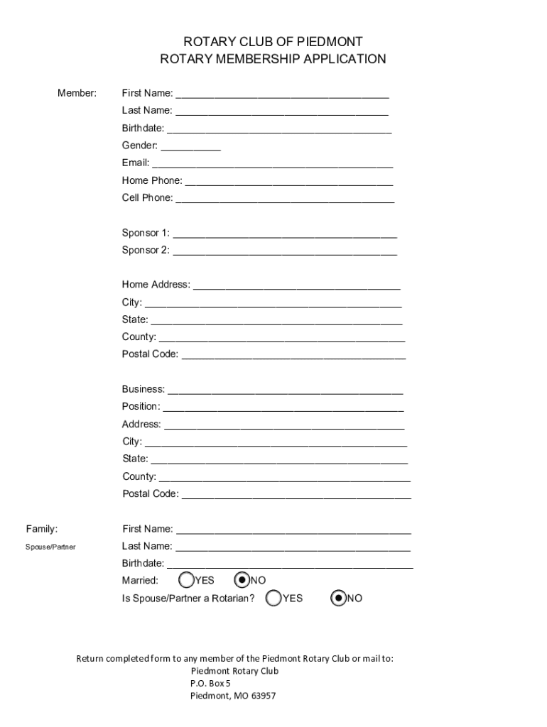 Fillable Online CLUB OF