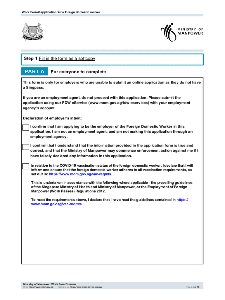 2022 2024 SG Foreign Domestic Worker FDW Work Permit Application Form 