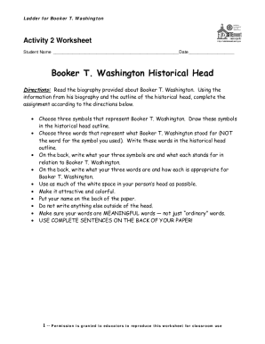 Fillable Online Booker T. Washington Facts, Biography &amp; Worksheets For ...
