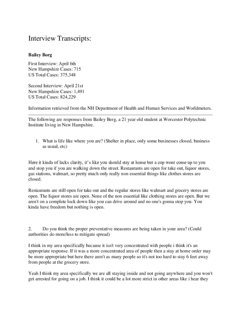 Fillable Online Interview Transcripts: - Worcester Polytechnic ...