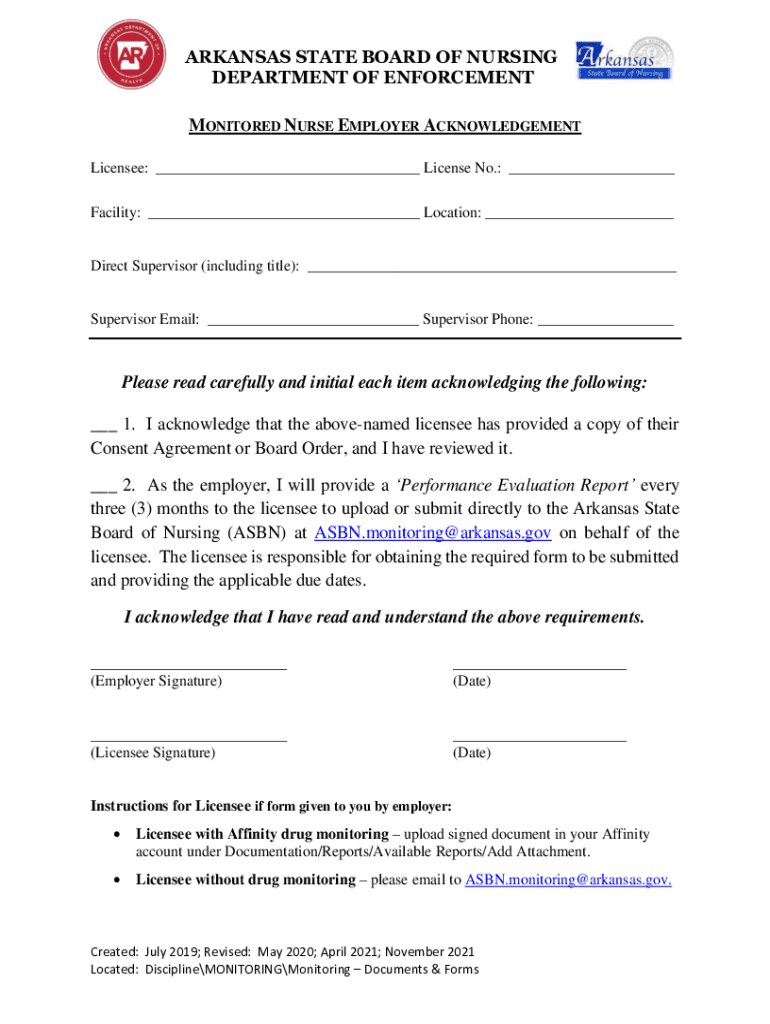 Fillable Online Arkansas state board of nursing rules and regulations