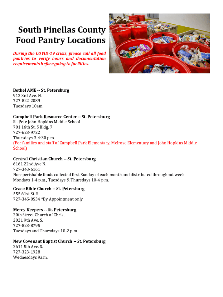 Fillable Online Pinellas County food pantries busy helping others, also ...