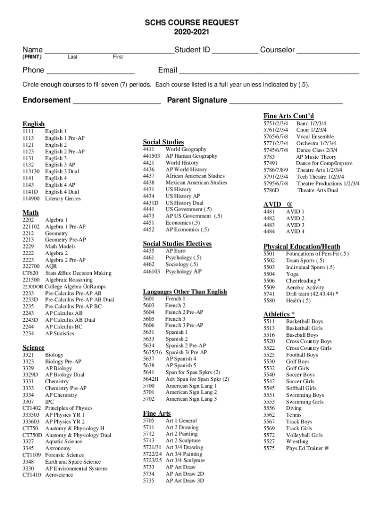 Fillable Online KINGWOOD HIGH SCHOOL COURSE REQUEST Humble ISD Fax