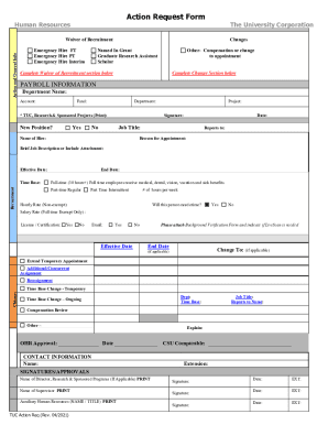 Action Request Form - California State University, Northridge