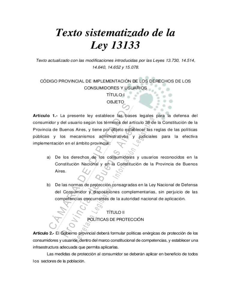 Fillable Online LEY 13133 Texto Actualizado Con Las Modificaciones