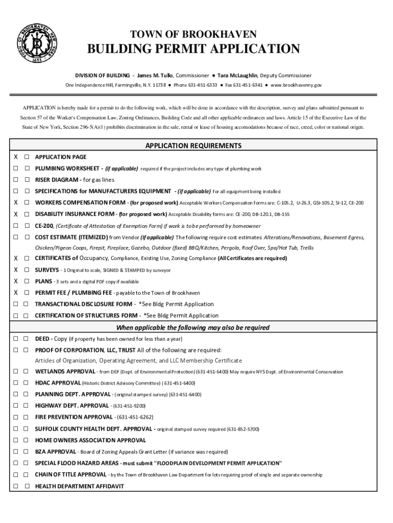 Fillable Online TOWN OF BROOKHAVEN BUILDING PERMIT APPLICATION Fax ...