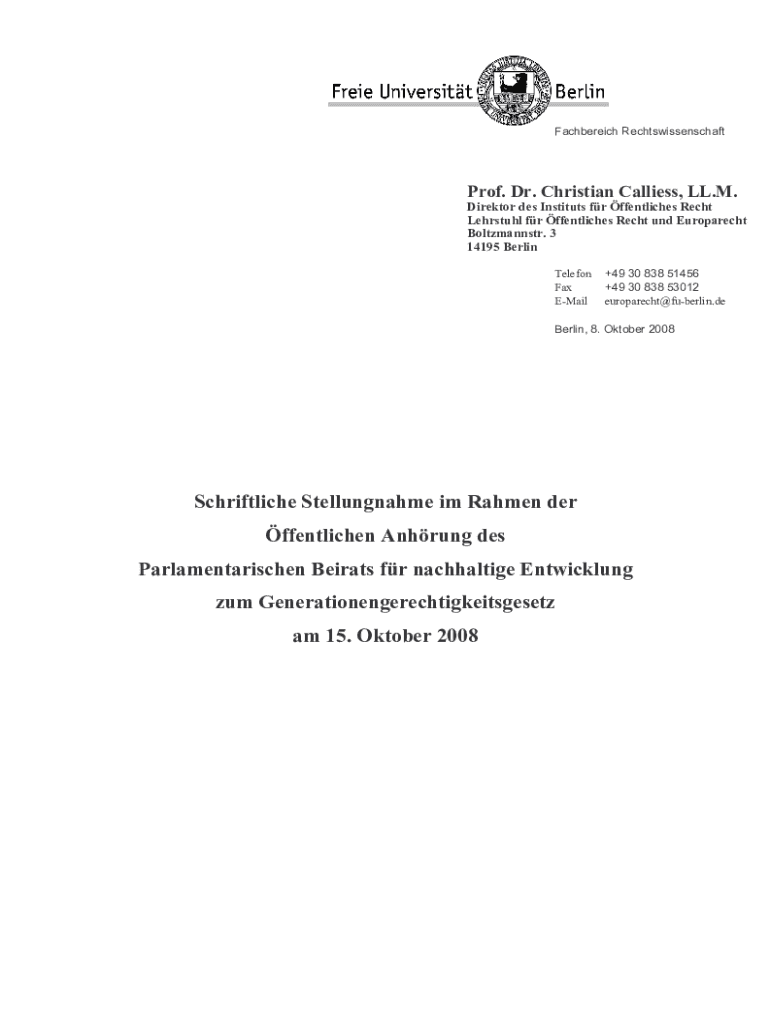 Fillable Online Prof. Dr. Christian Calliess, LL.M. Fax Email Print