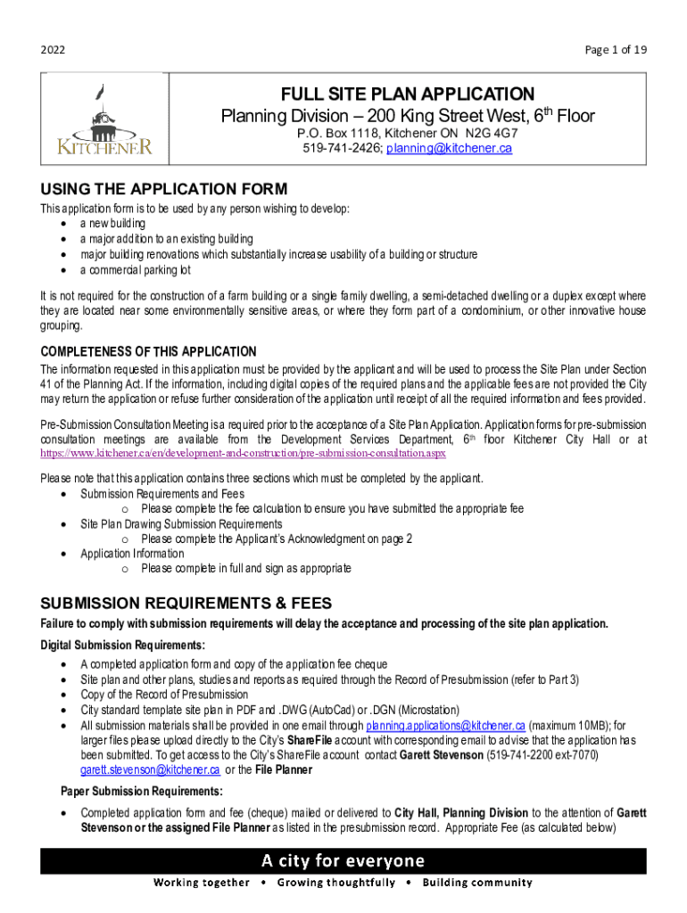 Fillable Online Application for Full Site Plan City of Kitchener Fax Email Print pdfFiller