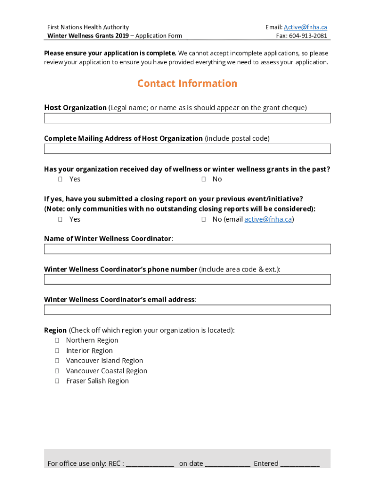 Fillable Online Contact Information First Nations Health Authority Fax Email Print pdfFiller