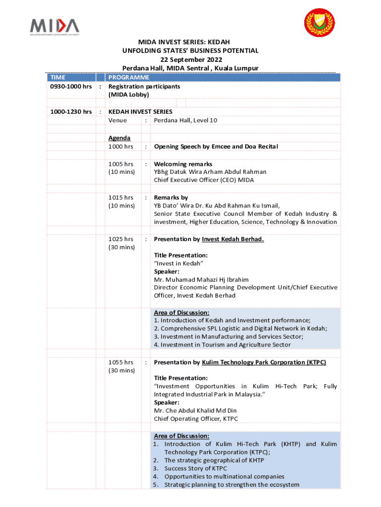 Fillable Online Kedah set to promote state as investmentfriendly