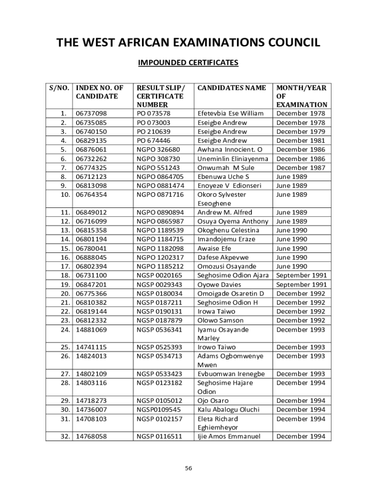 Fillable Online 15 Facts on The West African Examinations Council (WAEC