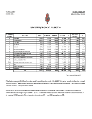 Estado de liquidacin del presupuesto