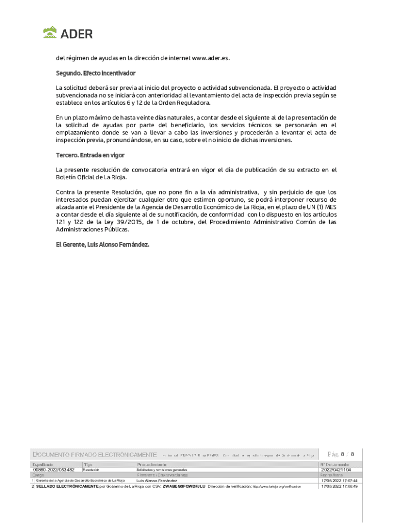 Subvenciones por la Agencia de Desarrollo Econmico de La Rioja Preview on Page 1