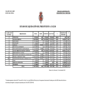 Estado de liquidacin del presupuesto a 31/12/18