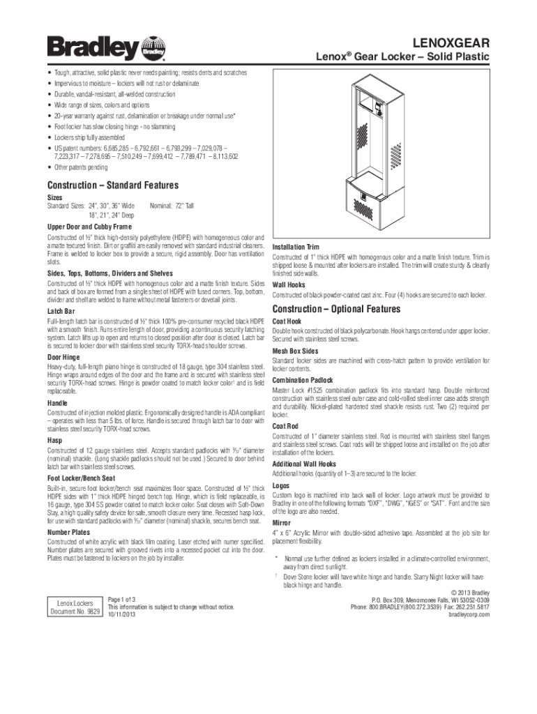 Fillable Online Lenox Gear Locker