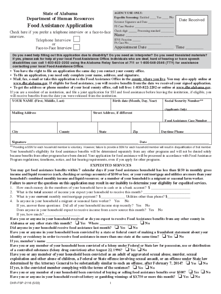 2022 2024 Form AL DHR FSP 2116 Fill Online Printable Fillable Blank 2022 2024 Form AL DHR FSP 2116 Fill Online Printable Fillable Blank