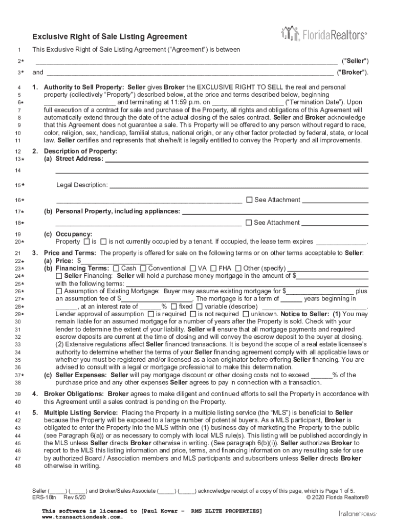 fillable-online-exclusive-right-of-sale-listing-agreement-consent-to