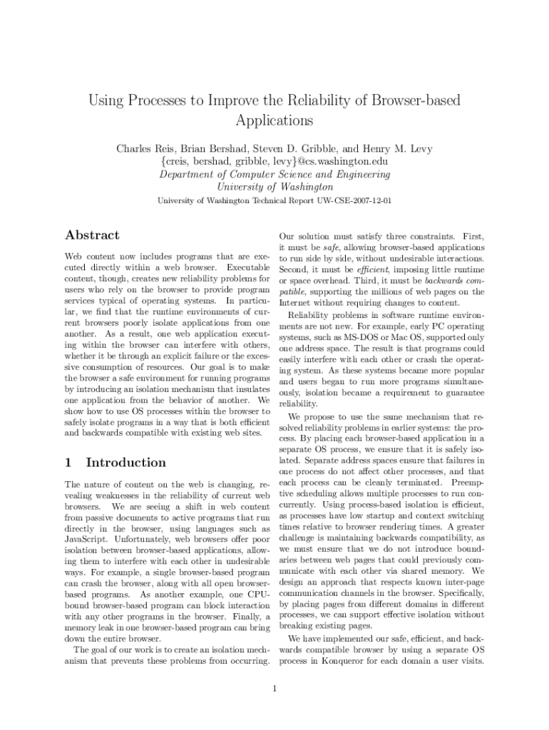 Fillable Online Using Processes to Improve the Reliability of Browser