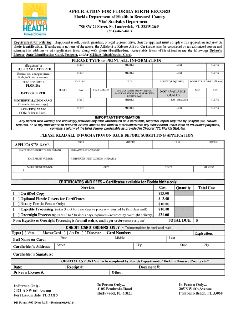 broward floridahealth certificatesbirthBirth CertificatesFlorida Department of Health in Broward Preview on Page 1