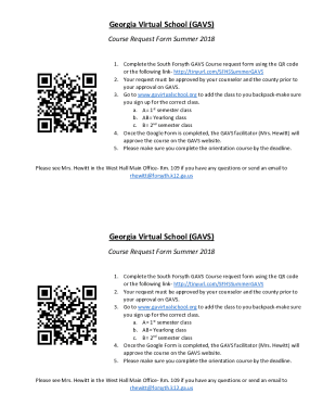 Fillable Online SFHS GAVS SUMMER Course Request Form 2018 pdf Fax Email