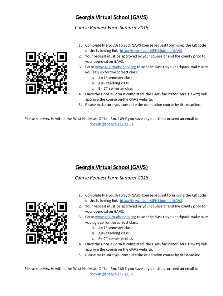 Fillable Online SFHS GAVS SUMMER Course Request Form 2018.pdf Fax Email Fillable Online SFHS GAVS SUMMER Course Request Form 2018.pdf Fax Email