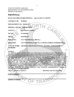 DEPARTMENT OF TRANSPORTATION HIGHWAY DIVISION 3 PROPOSAL - NCDOT