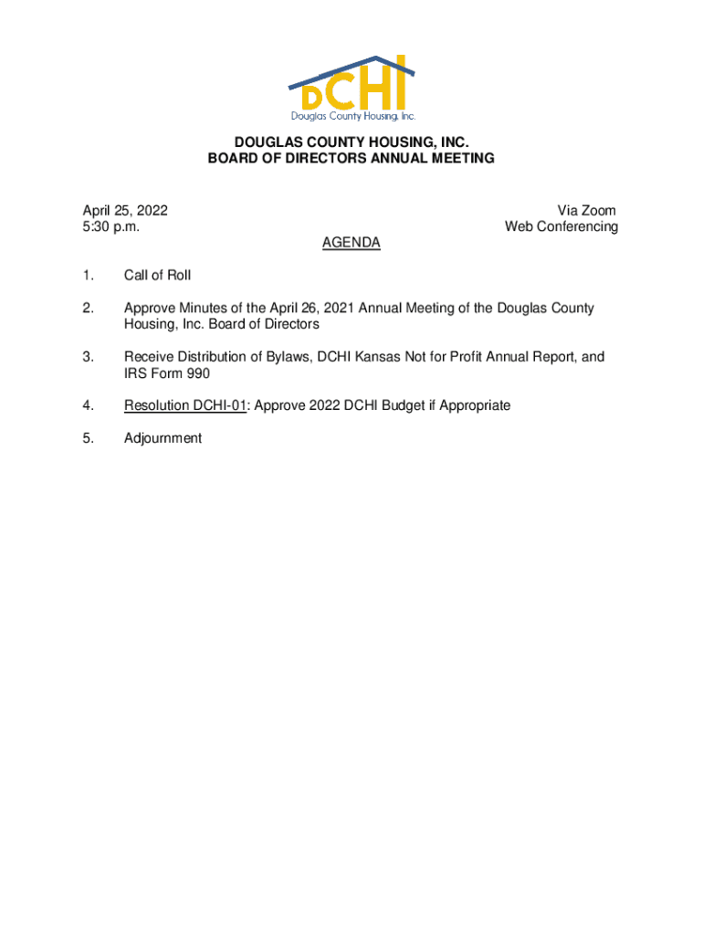 Fillable Online DOUGLAS COUNTY HOUSING, INC Fax Email Print pdfFiller