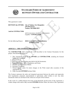 Fillable Online standard form of agreement b - between owner and ...
