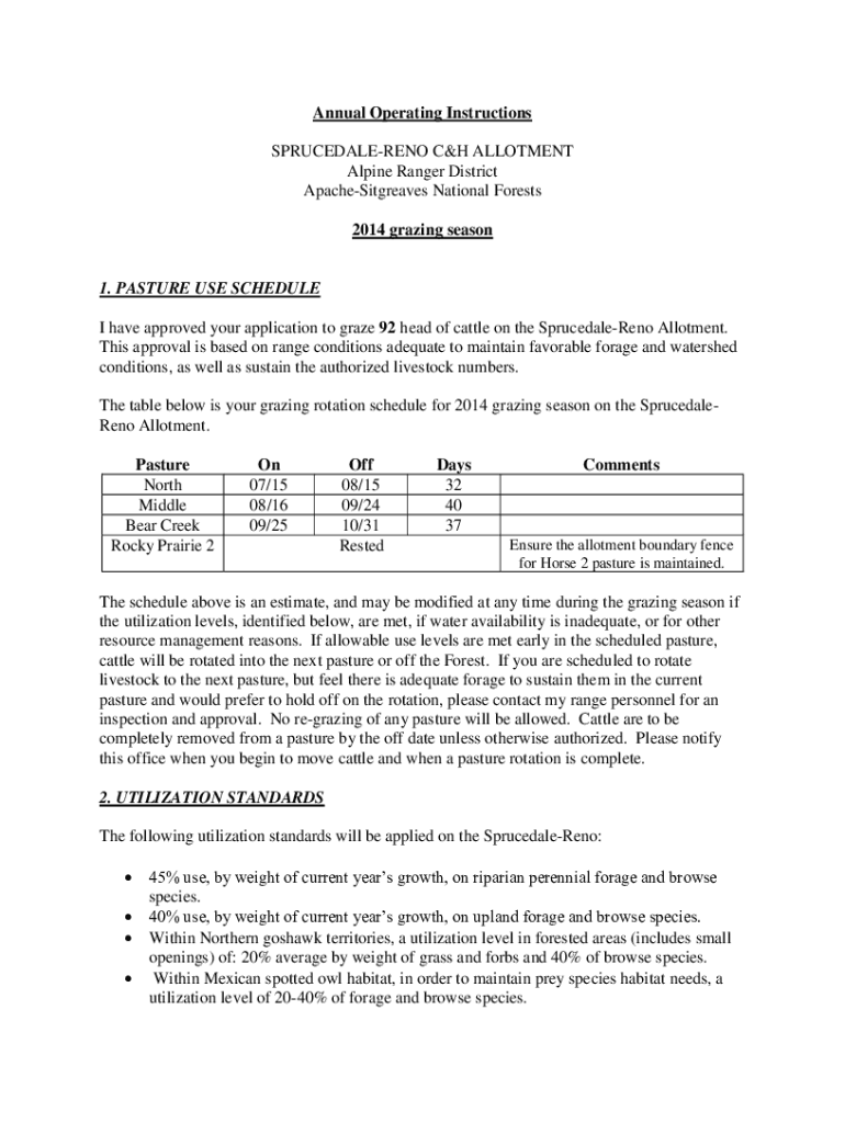 Fillable Online Paonia Ranger District Grazing US Forest Service Fax