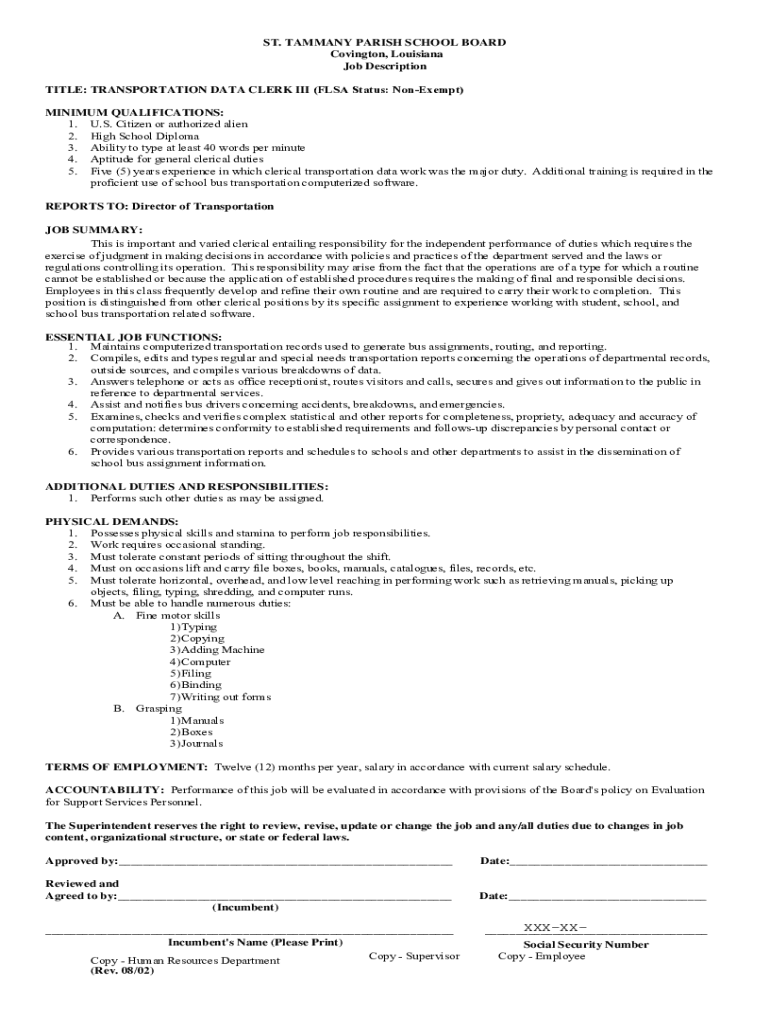 Fillable Online Current Opportunities St. Tammany Parish Public Schools Fax Email Print