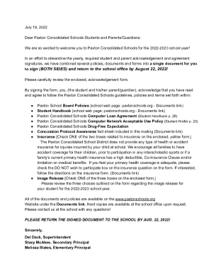 Acknowledgement Form Students &amp;amp; Parents 22-23 COVER LETTER - Google Docs