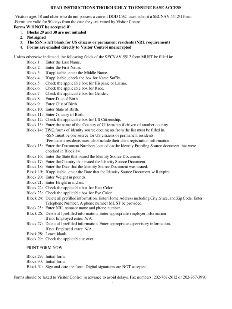 Fillable online secnav 5512 1 formfill out printable pdf forms online