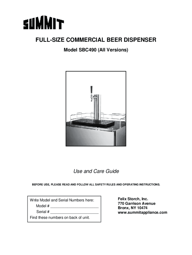 Fillable Online FULLSIZE UNDERCOUNTER BEER DISPENSER AJ Madison Fax