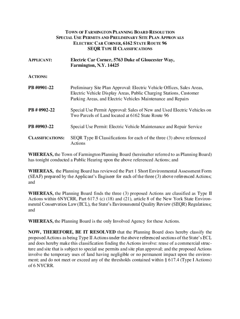 Fillable Online j b5z TOWN OF FARMINGTON PLANNING BOARD RESOLUTION