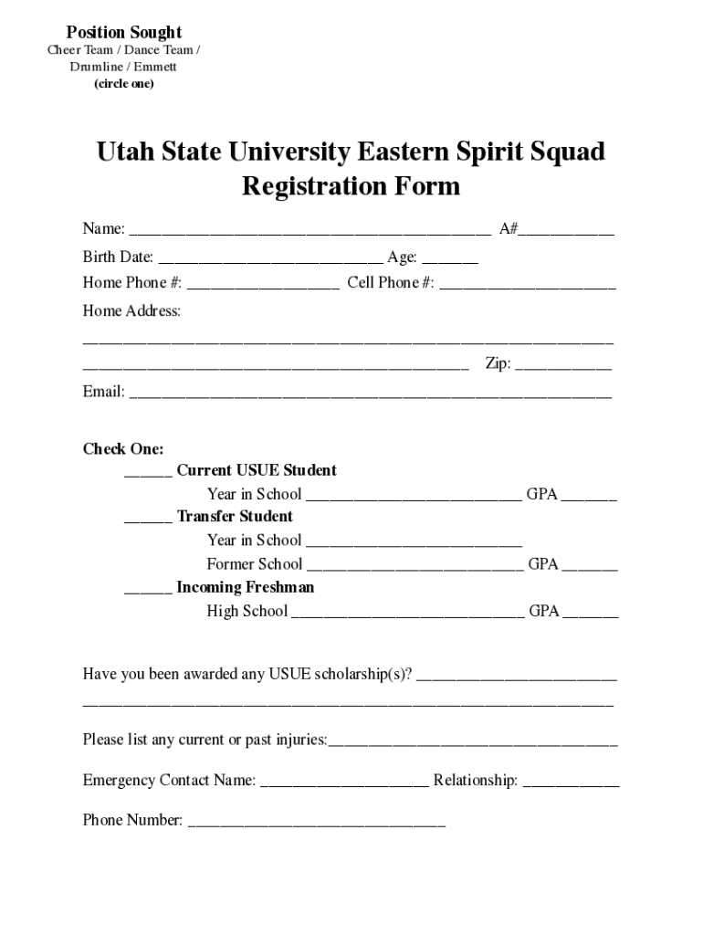 Fillable Online Spirit Squad Registration Form 2020-2021 - Amazon S3 ...