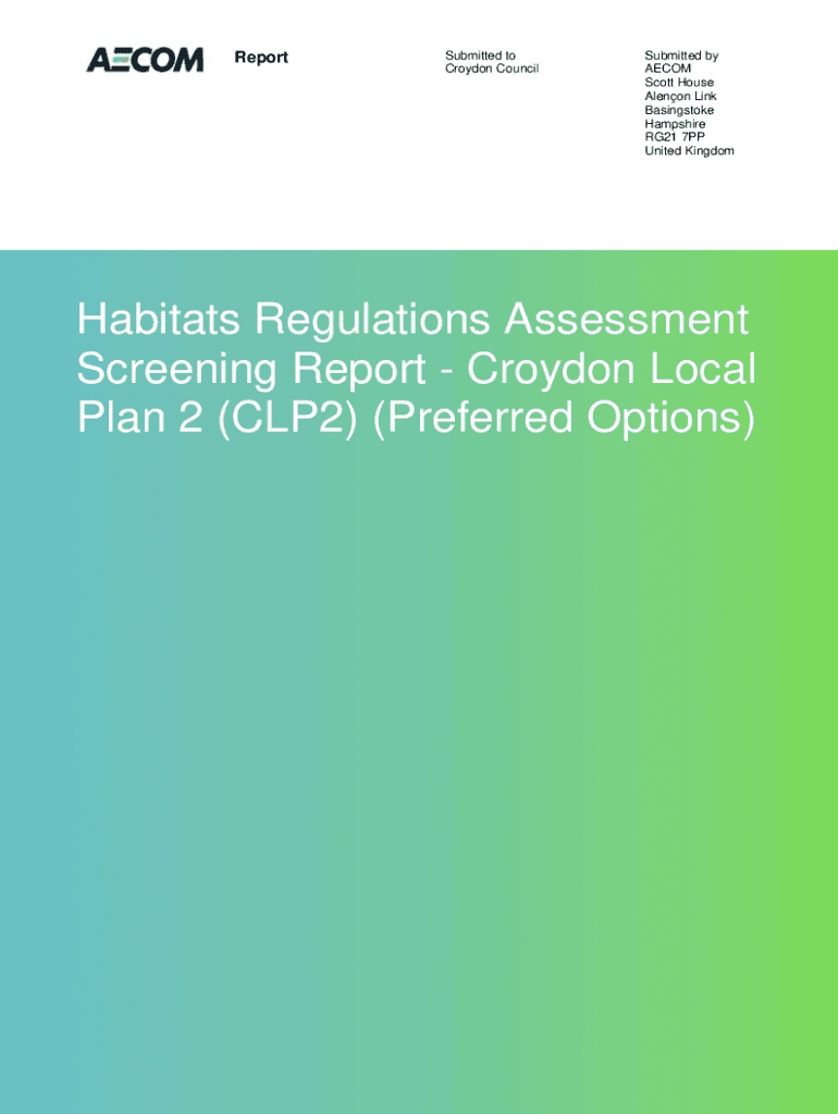 Fillable Online Habitats Regulation Assessment Screening ReportCroydon