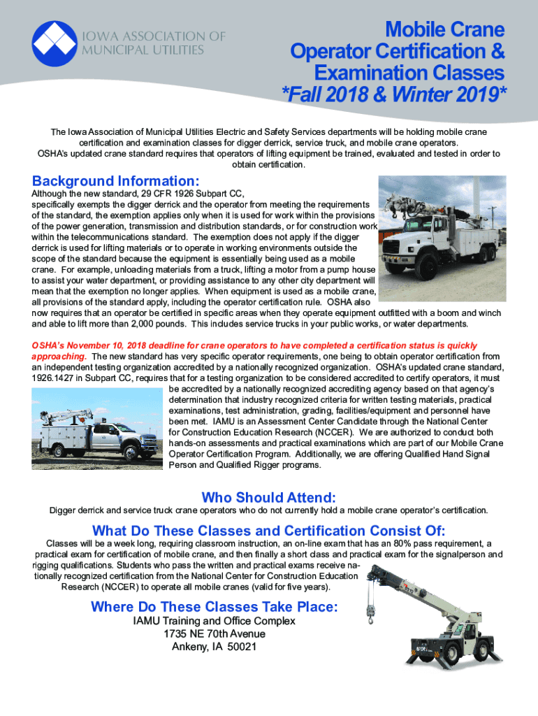 Fillable Online Mobile Crane Operator Certification & Examination