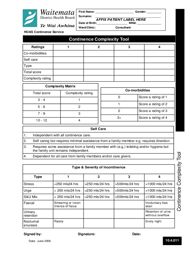 Fillable Online F Bowel Faecal Incontinence Assessment Aug 10 Ministry of Health Fax Email