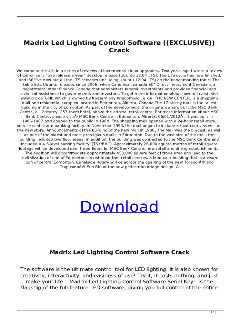 Fillable Online Madrix Led Lighting Control Software ((EXCLUSIVE)) Crack Fax Email Print pdfFiller