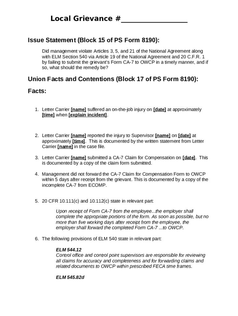 workplaceissues bodyOWCP File a Claim? File a Grievance