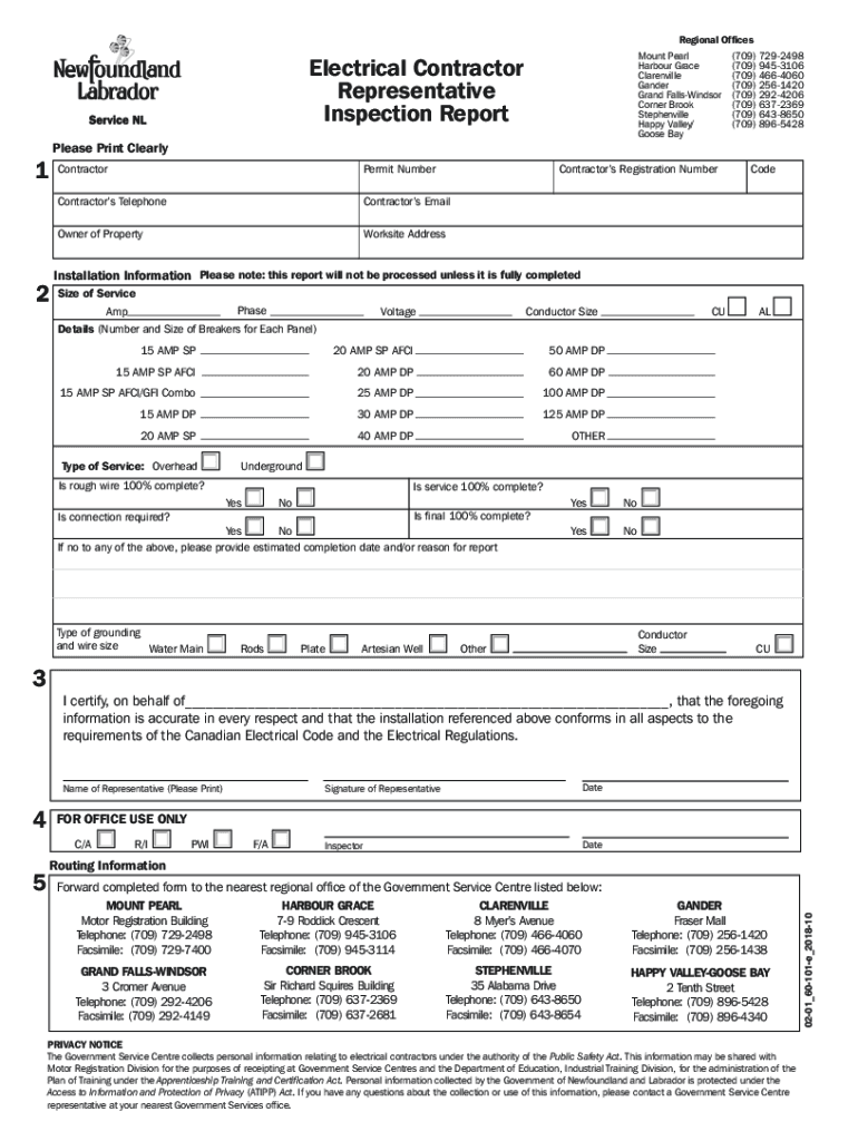 electrical inspection report nl Preview on Page 1