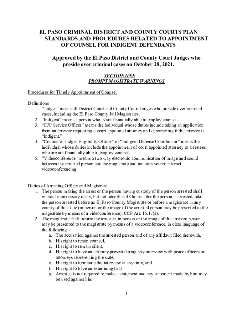 Fillable Online EL PASO CRIMINAL DISTRICT AND COUNTY COURTS PLAN ...