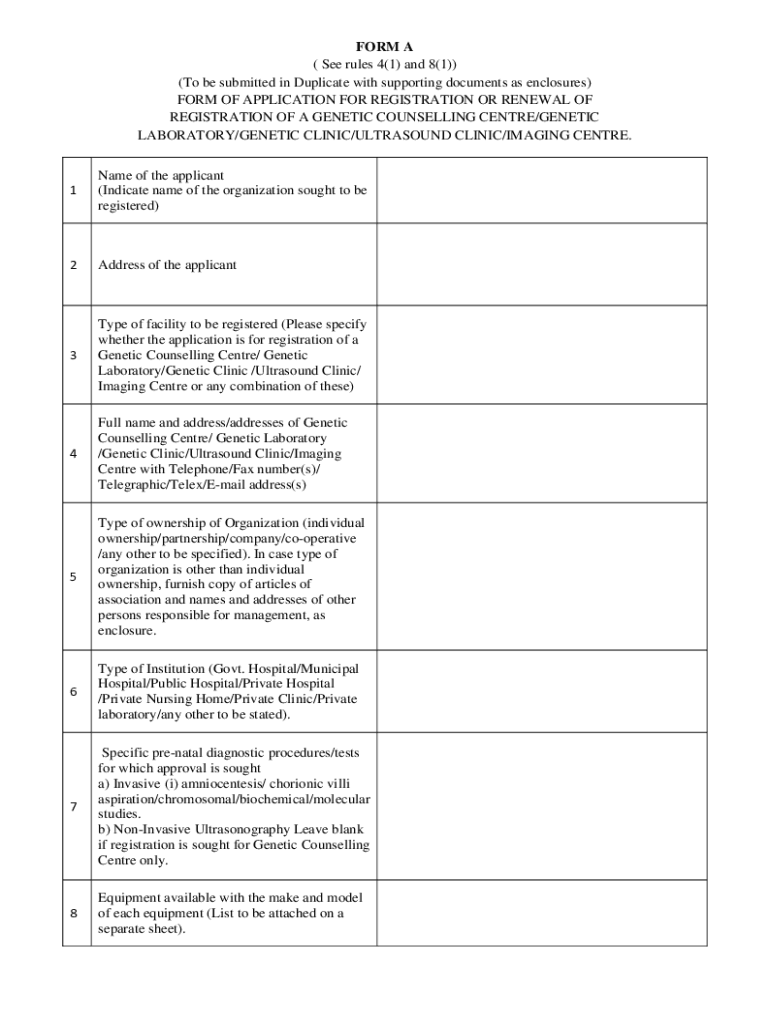 Fillable Online FORMS UNDER PNDT ACT FORM A Delhi Fax Email Print