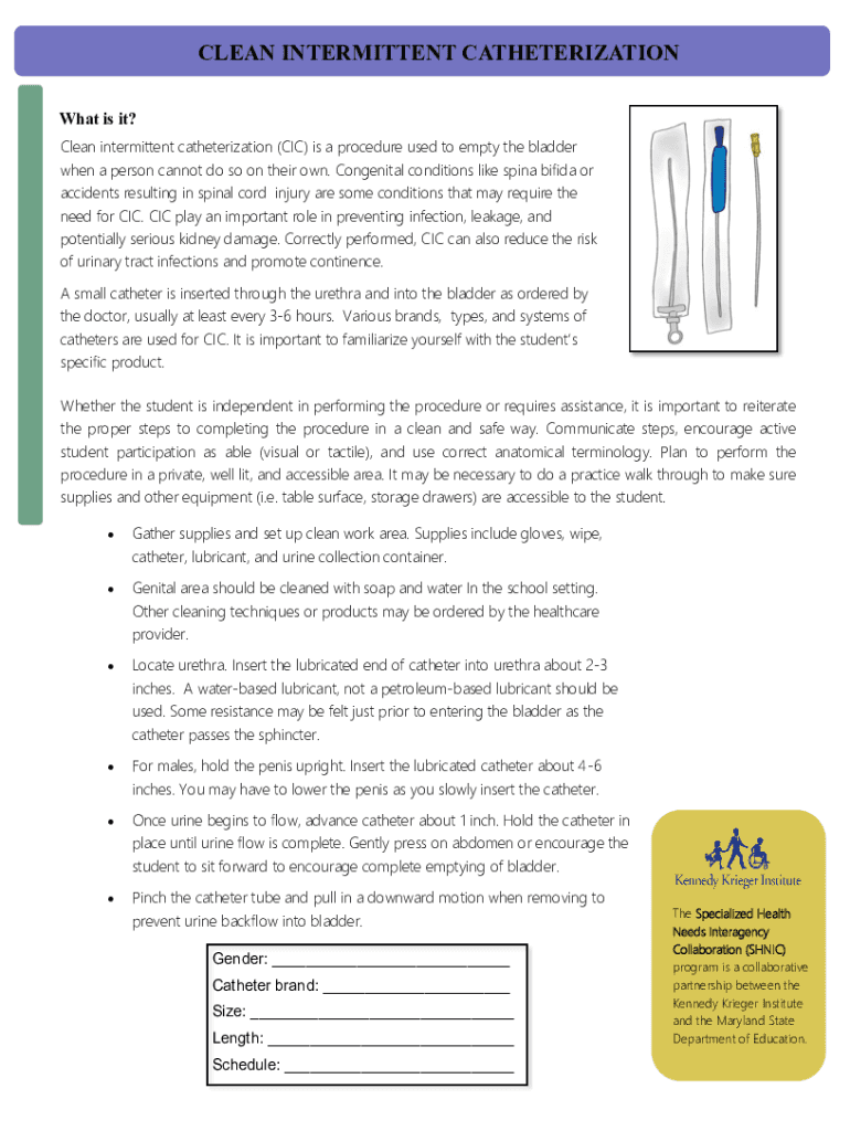 Fillable Online Clean Intermittent SelfCatheterization What You Need