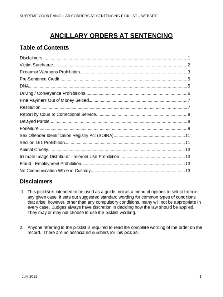 1. Introduction to ancillary ordersSentencingSentencing Ancillary