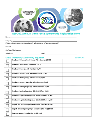 ASP 2022 Annual Conference Sponsorship Registration Form